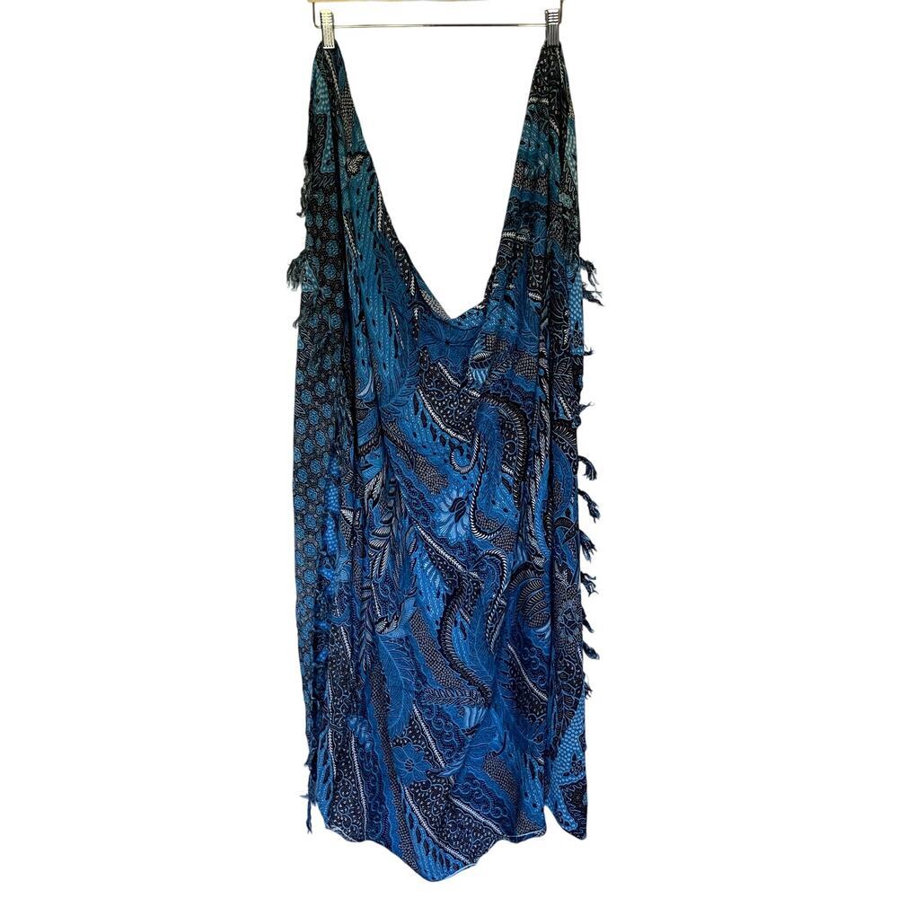 Blue paisley wraparound skirt fabric fabric‎ rectangle 46 inches X 55 inches